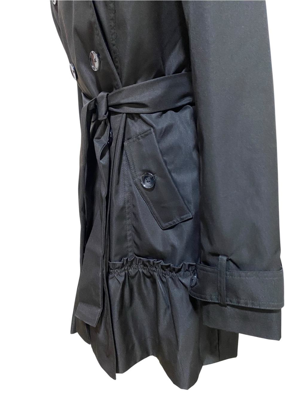 Sandro Black Double-Breasted Trench Coat Size Medium Jacket - Picture 9 of 17